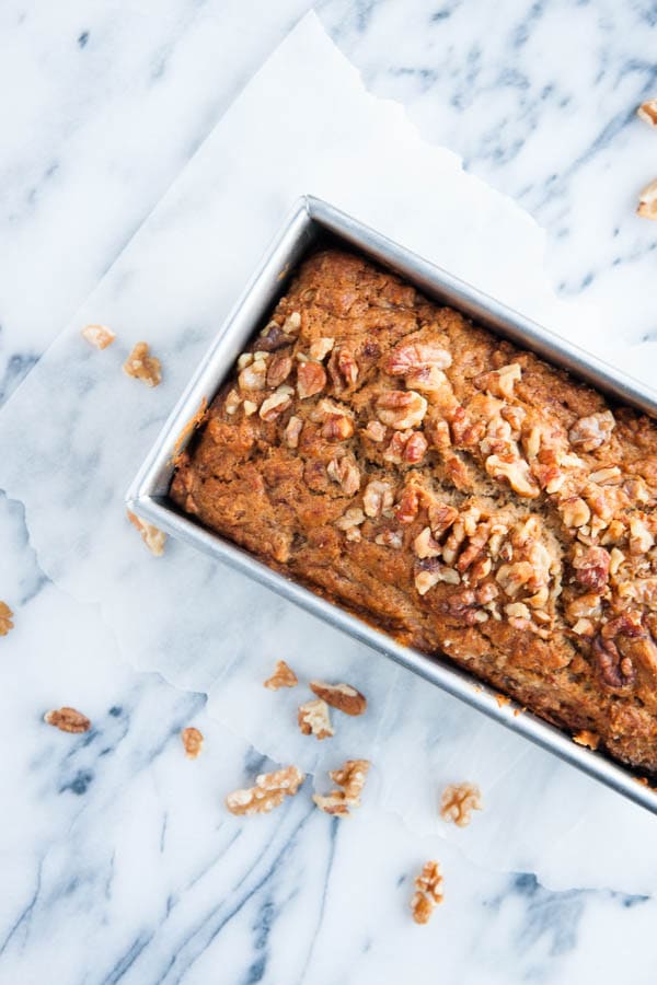 I promise that bourbon banana bread won't make you drunk before noon, but the added bourbon imparts a wonderful subtle butterscotch flavour to this recipe.