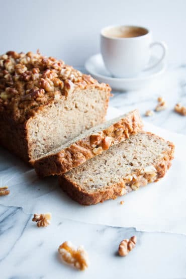 I promise that bourbon banana bread won't make you drunk before noon, but the added bourbon imparts a wonderful subtle butterscotch flavour to this recipe.