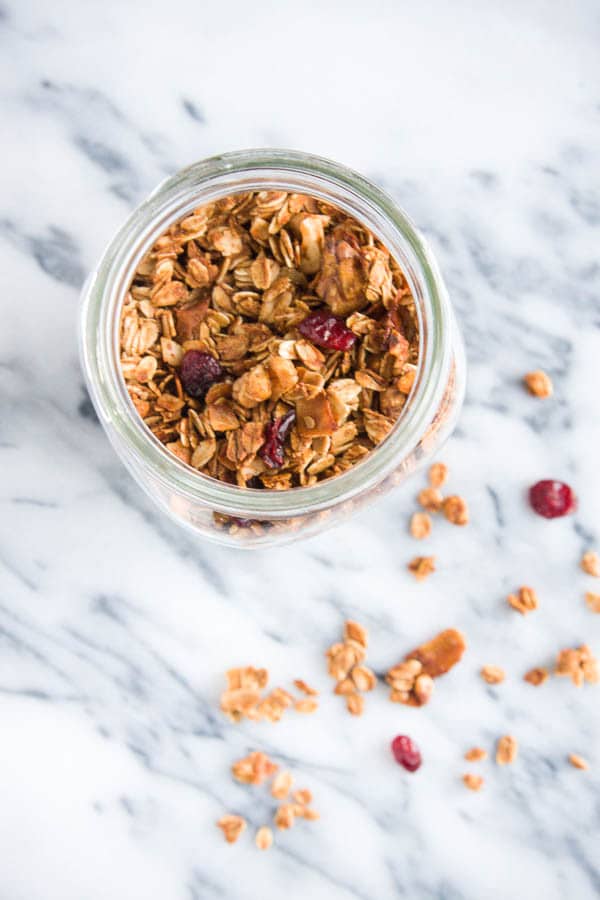 Holiday Gingerbread Granola tastes like you're eating gingerbread for breakfast! Make some to have on hand for Christmas guests!