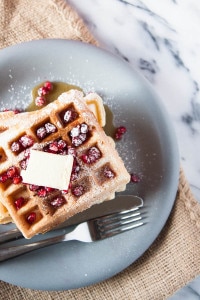 Eggnog Waffles for holiday breakfasts!