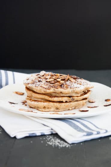 Almond Cranberry Whole Wheat Pancakes are made with 100% whole wheat flour and 100% delicious!