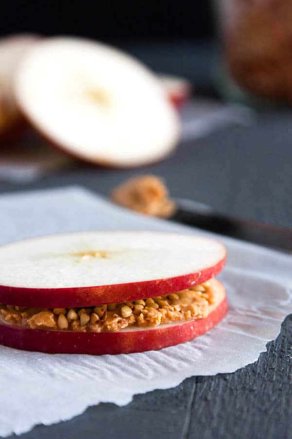Grab an Apple Peanut Butter Granola Sandwiches for an easy to-go breakfast!