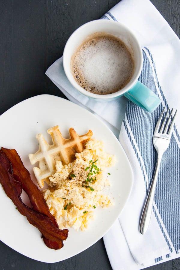 Savory Ricotta Chive Waffles - breakfast for dinner