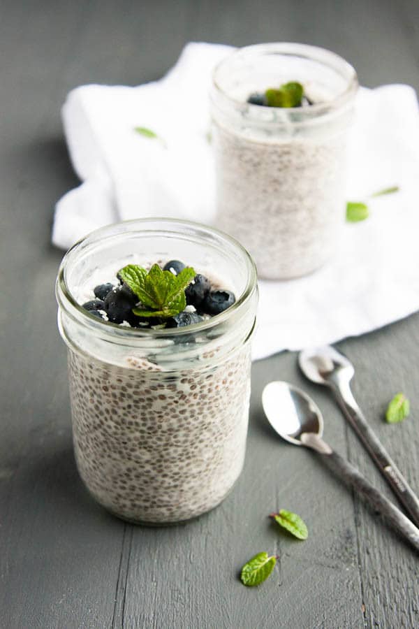 A Vanilla Chia Pudding you can take to go! Recipe makes one half-pint mason jar.