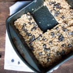 Take your breakfast to go! No-Bake Peanut Butter Chocolate Chip Oatmeal Squares require no baking - just set in the fridge overnight and eat the next morning.