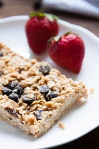 Take your breakfast to go! No-Bake Peanut Butter Chocolate Chip Oatmeal Squares require no baking - just set in the fridge overnight and eat the next morning.