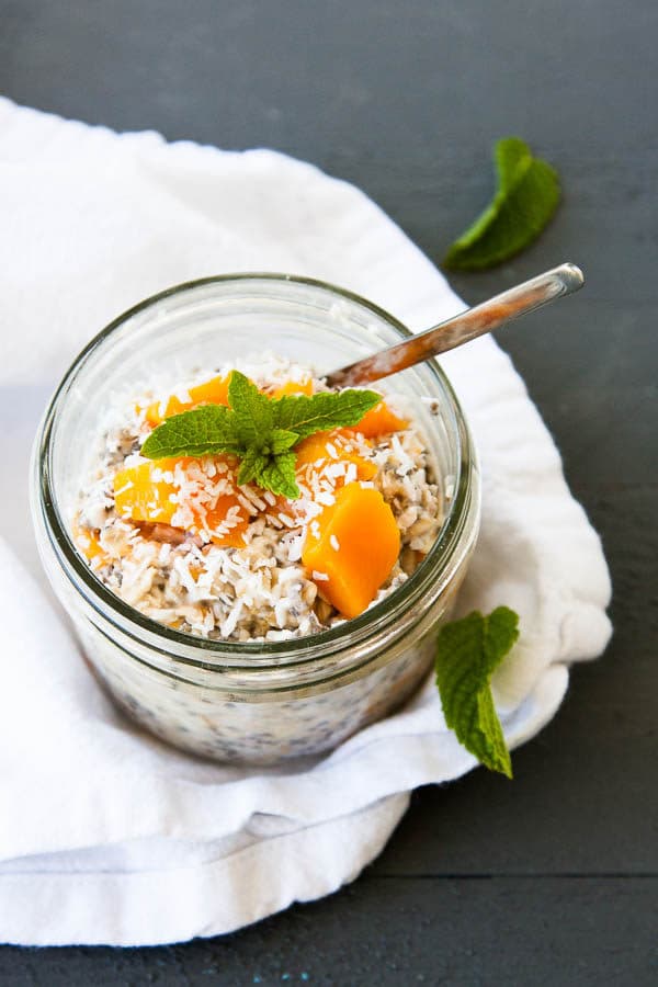 Mango and coconut make Tropical Overnight Oats! | breakfast for dinner