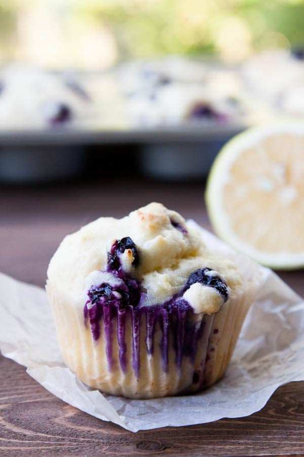 Gluten-Free Lemon Blueberry Ricotta Muffins have pockets of bursty sweet blueberries enclosed in a moist, lemony fresh muffin.