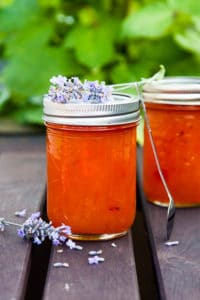 The lavender in this Apricot Lavender Jam adds a faint floral note - an unexpected and delightful addition. Recipe yields 2 half-pint jars.