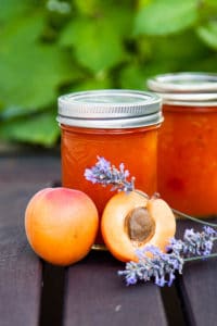 The lavender in this Apricot Lavender Jam adds a faint floral note - an unexpected and delightful addition. Recipe yields 2 half-pint jars.