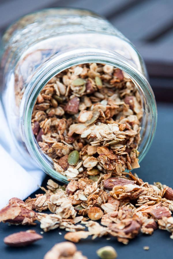 Nut and Seed Granola is a crunchy and protein-filled breakfast, to top on yogurt or your favourite fruit. | breakfast for dinner