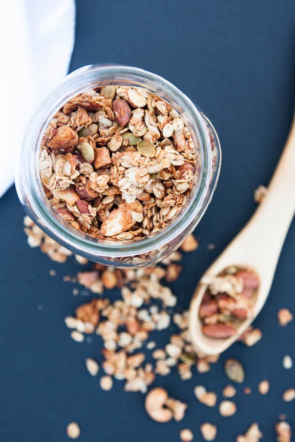 Nut and Seed Granola is a crunchy and protein-filled breakfast, to top on yogurt or your favourite fruit. | breakfast for dinner