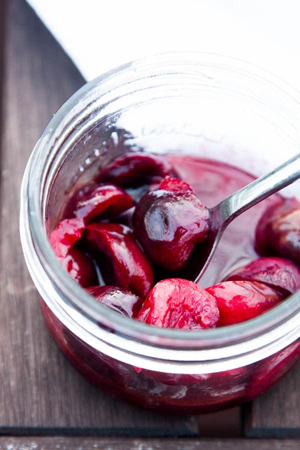 Roasted Cherries and Goat Cheese Toasts