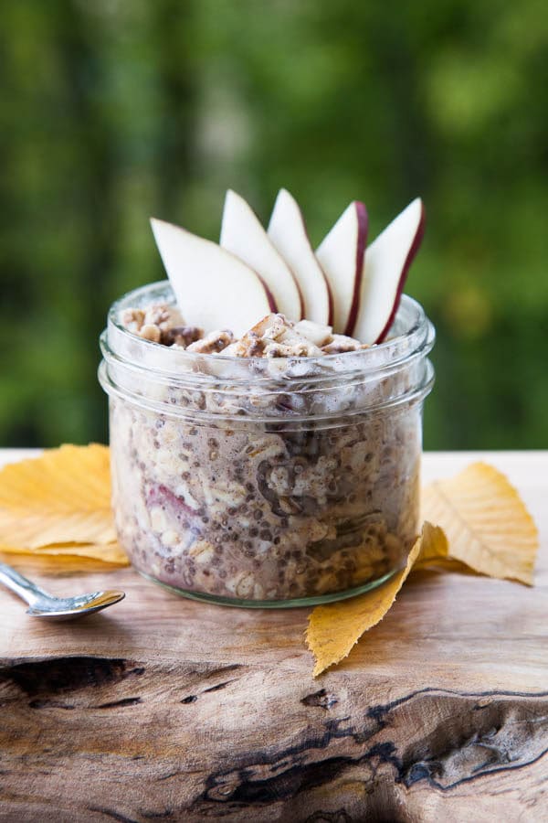 Pears go underrated during a season that's so focused on apples. Their creaminess and crrunch pair with a generous sprinkle of cinnamon alongside healthy oats and chia seeds.