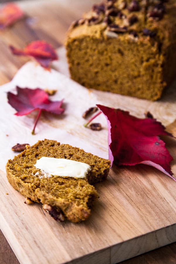 I much prefer a warm slice of Pumpkin Spice Loaf slathered with melty butter over pumpkin pie or a PSL any day ;)