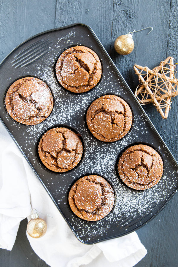 No-Bowl Gingerbread Blender Muffins are made 100% in the blender, and are gluten and dairy-free (bonus!). A quick and easy holiday muffin!