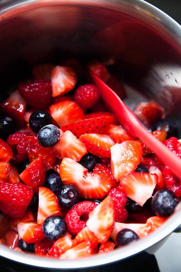 Jammy triple berry sauce for pancakes. | breakfast for dinner