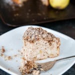 Spiced Pear Crumble Cake is packed with juicy pear, warm cinnamon, and generously sprinkled with a crumbly brown sugar oat topping.