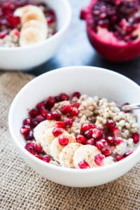 Buckwheat has a chewier and heartier texture than oatmeal and makes a cozy, warm breakfast bowl. Recipe yields 2 bowls.