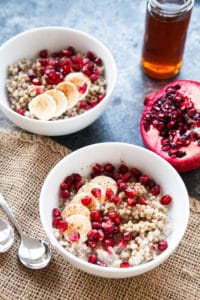 Buckwheat has a chewier and heartier texture than oatmeal and makes a cozy, warm breakfast bowl. Recipe yields 2 bowls.