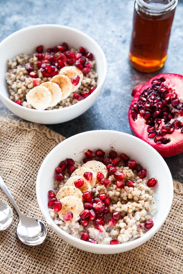 Buckwheat has a chewier and heartier texture than oatmeal and makes a cozy, warm breakfast bowl. 