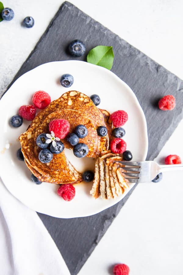 Almond flour pancakes are hearty and nutritious while still remaining fluffy on the inside. If you're looking for a low carb, gluten-free pancake, you've found it!