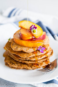 Let's say a little hallelujah for Oatmeal Pancakes. The base is mostly oatmeal, which means they're high in protein and fiber, and hearty to keep you full. Your kids will love them because - they're pancakes!